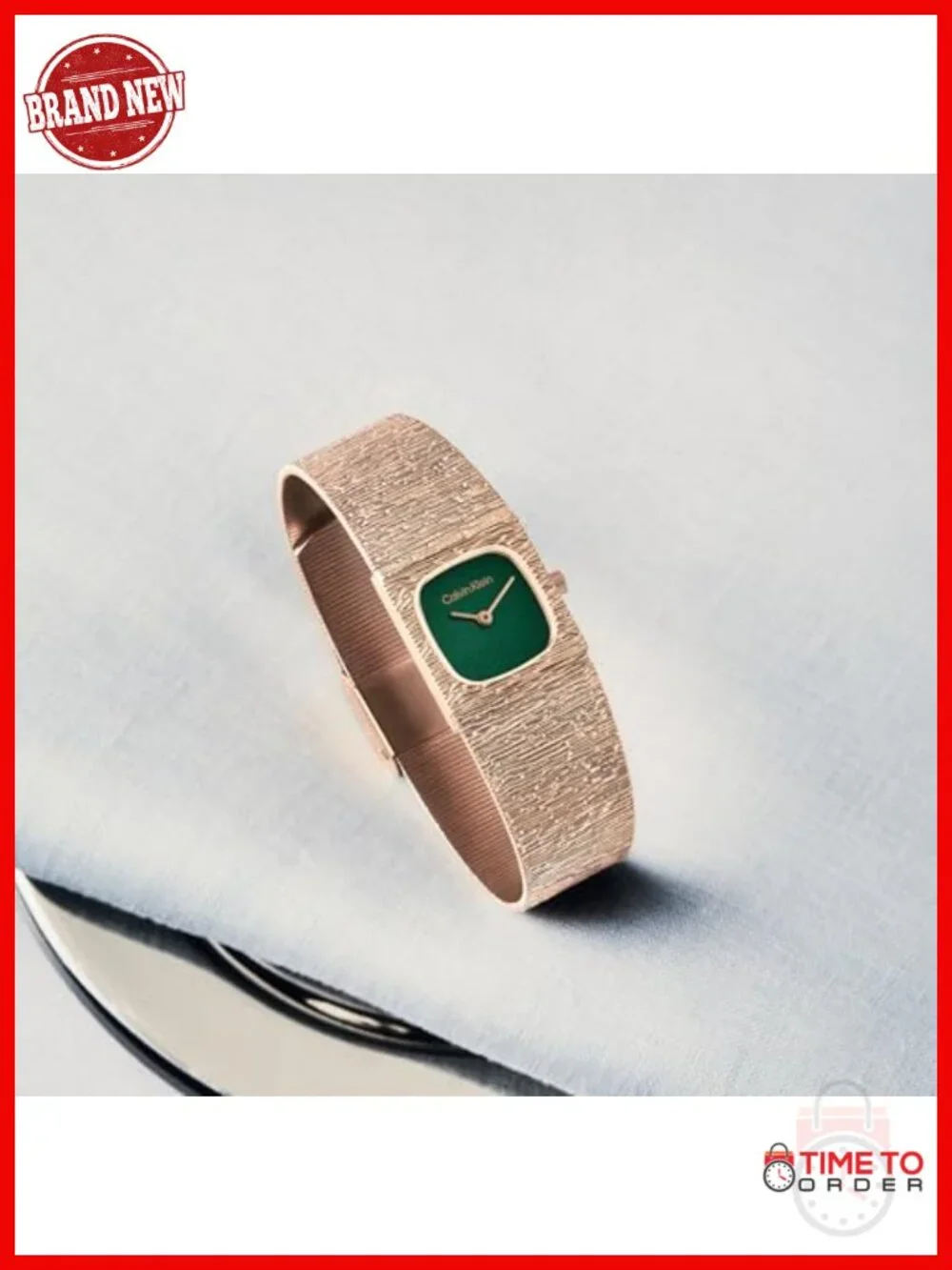 Mini Square Quartz Watch with Mesh Bracelet, Textured Dial, 30m Water Resistant